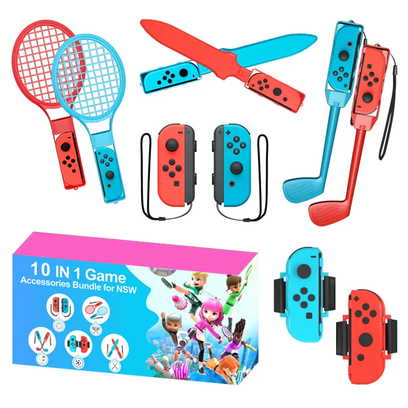 

10 in 1 Sports game Set for Switchsport Somatic Gaming Accessories NS Lightsaber Racket Handle Grips S040-01