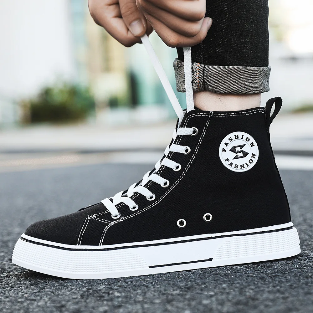 

Korean High-top Canvas Shoes High-top Couple Sneakers Trendy Versatile Campus Student Sneaker Comfortable Lace-up Retro Shoes