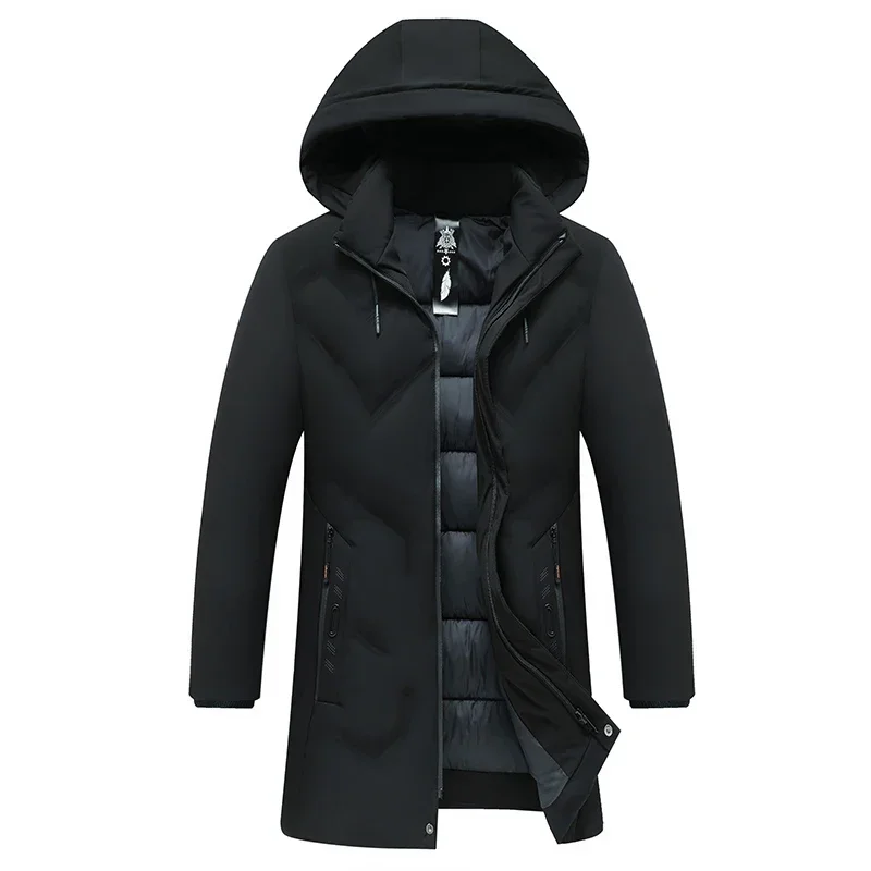 Men Autumn Outwear Outfits Classic Waterproof Casual Parka Jackets Winter New Long Warm Thick Fleece Hat Parkas Coat ZL554