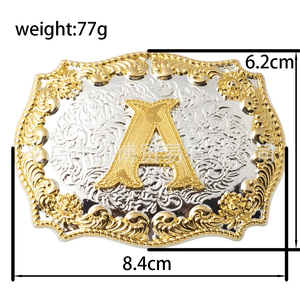 Ceinture avec Lettres Sculptées Dorées, Matériaux en Alliage ABCD à Z, Largeur 3.8cm