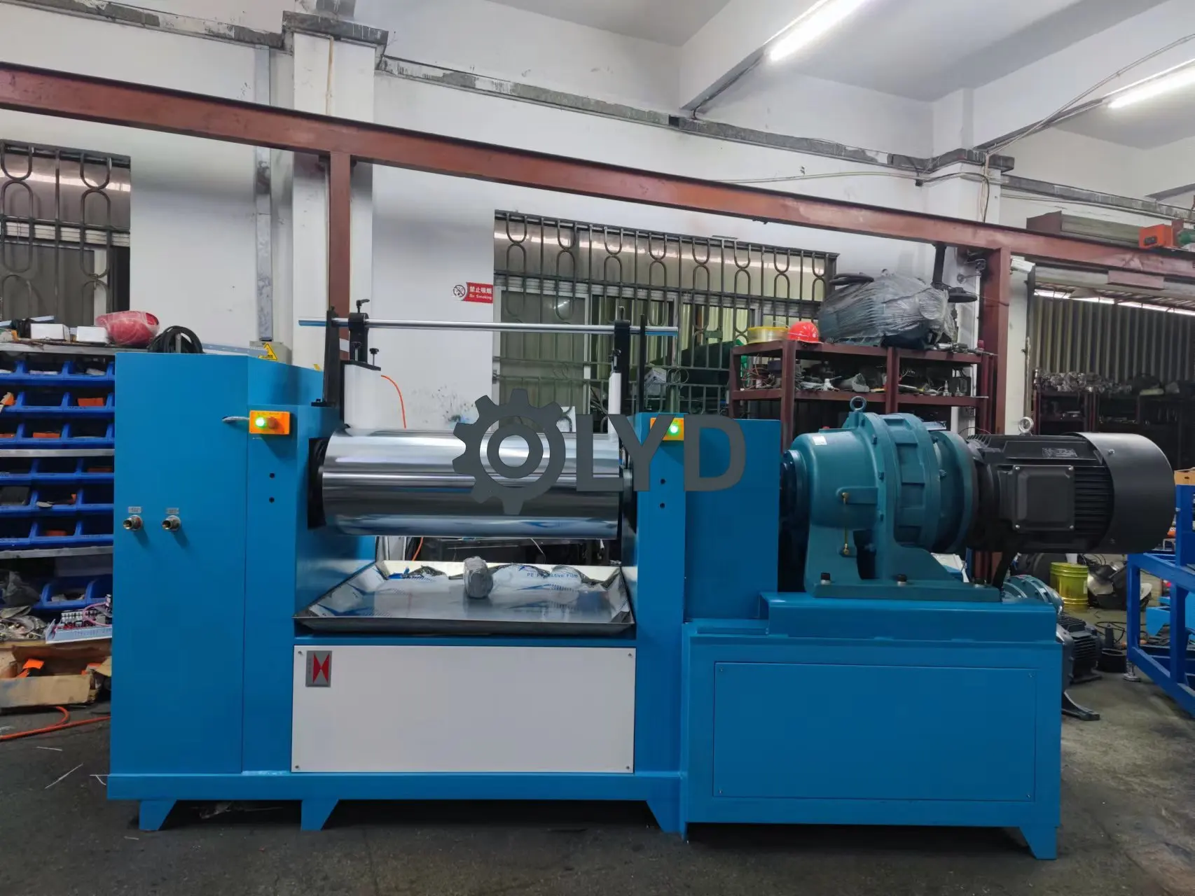 Electrically Heated PVC Rubber Compounder Automatic Tumbling Mixer with Two-Roll Warming Mill