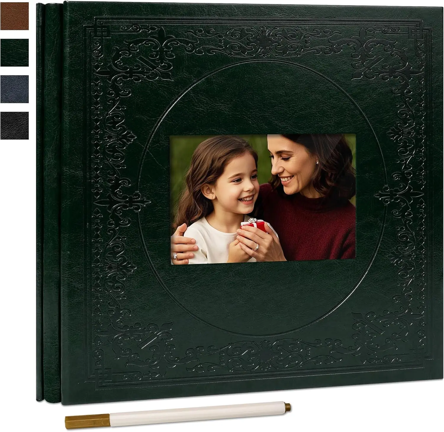 

Self Adhesive Faux Leather Photo Album with Window DIY Scrapbook Kit for 4x6 5x7 8x10 Pictures, Memory Book for Baby Kid