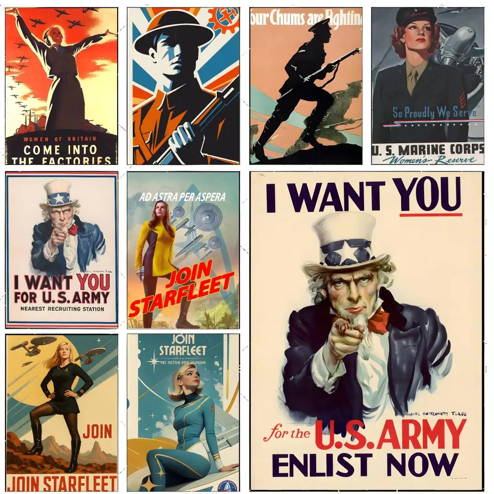 Art Poster R-Retro Recruitment Poster Poster Premium Decor Art & Gift for Household Lounge Home Ornaments