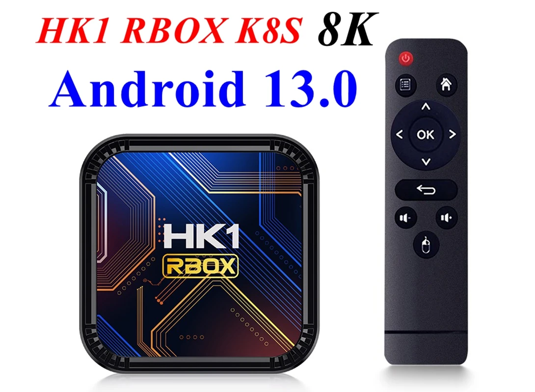 HK1 RBOX K8S Android 13.0 TV Box RK3528 Quad Core 2G/16G 4G/32G 64G 2.4G 5G Dual WIFI H.265 8K UHD Youtube Smart Media Player