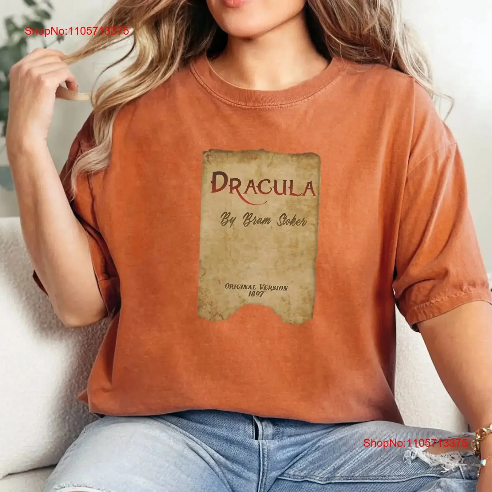 Dracula T Shirt Bram Stoker Classic Literature Gothic Horror Vampire Count Literary Book Lover vintage Washed Stylish