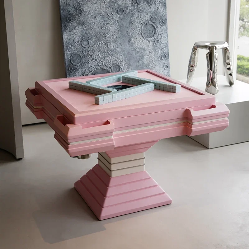 

Fully automatic electric mahjong machine, high-end designer light luxury household high-end pink silent mahjong table