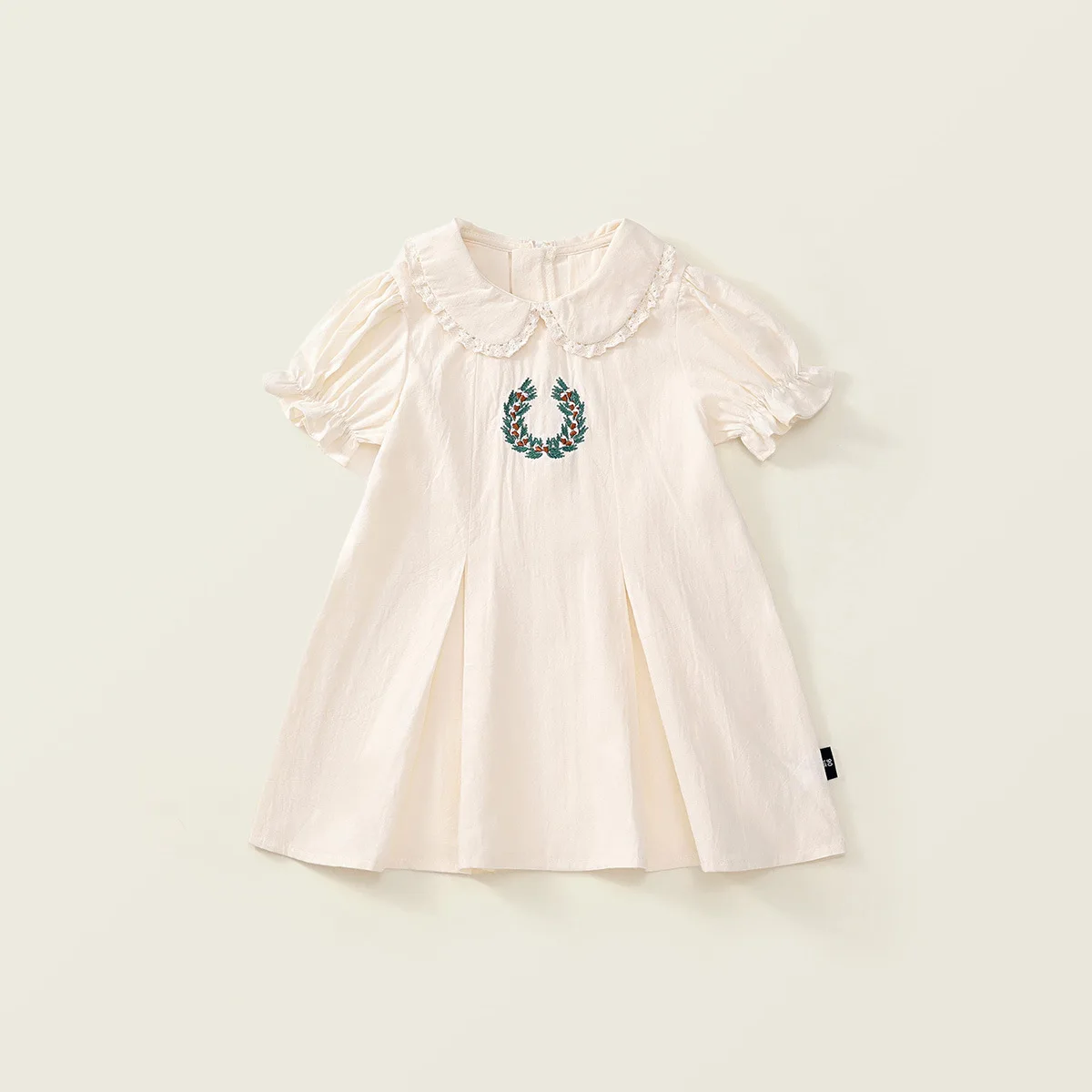 

2025 Summer Retro Embroidered Doll Collar Lace Short Sleeved Girls' Dress Japan Korean Children's Clothing
