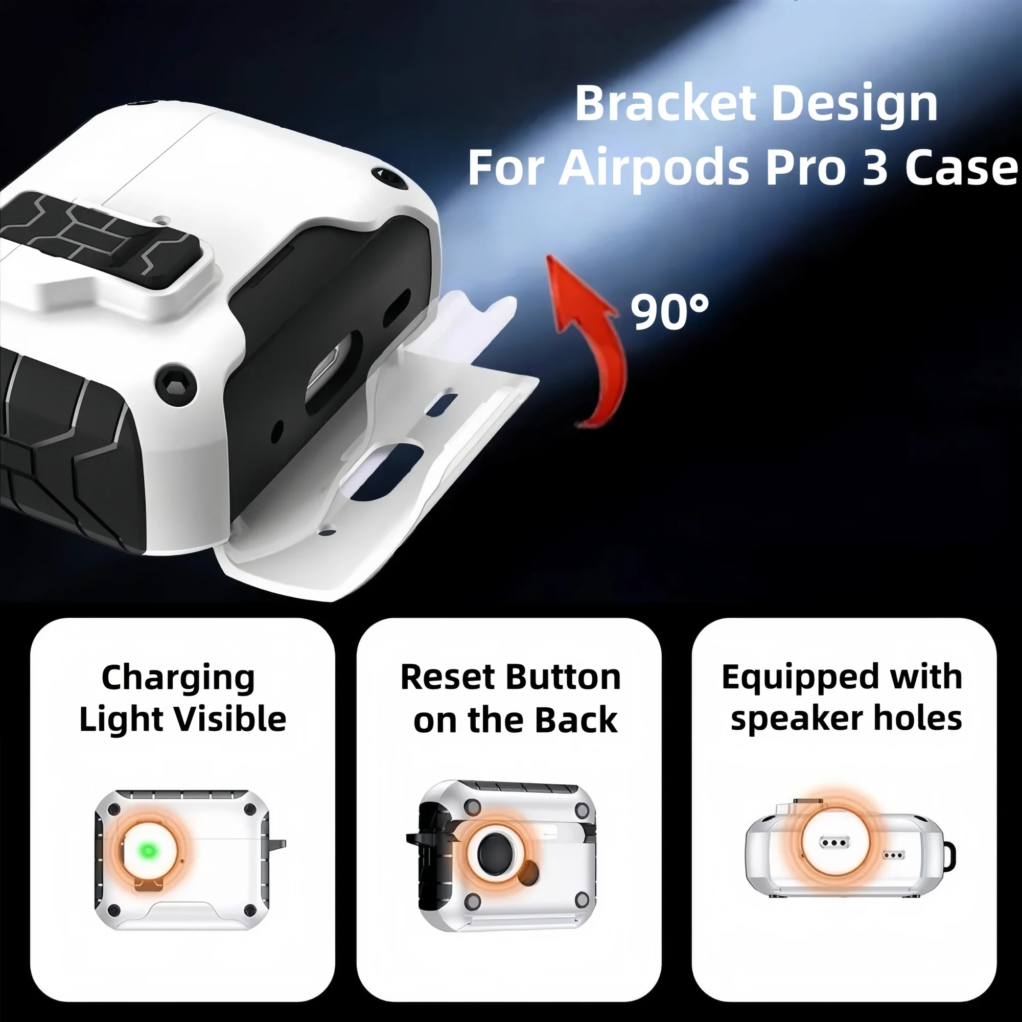 Magnetic Auto Lock Case for AirPods Pro 3 Phone Stand Case Cover with Cleaning Kit & Keychain Protective Case for AirPods Pro 3