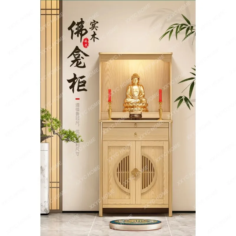 XX Small Buddhist Altar Cabinet with Storage, Luxury Home Shrine Stand for Buddha Statue Incense Burner