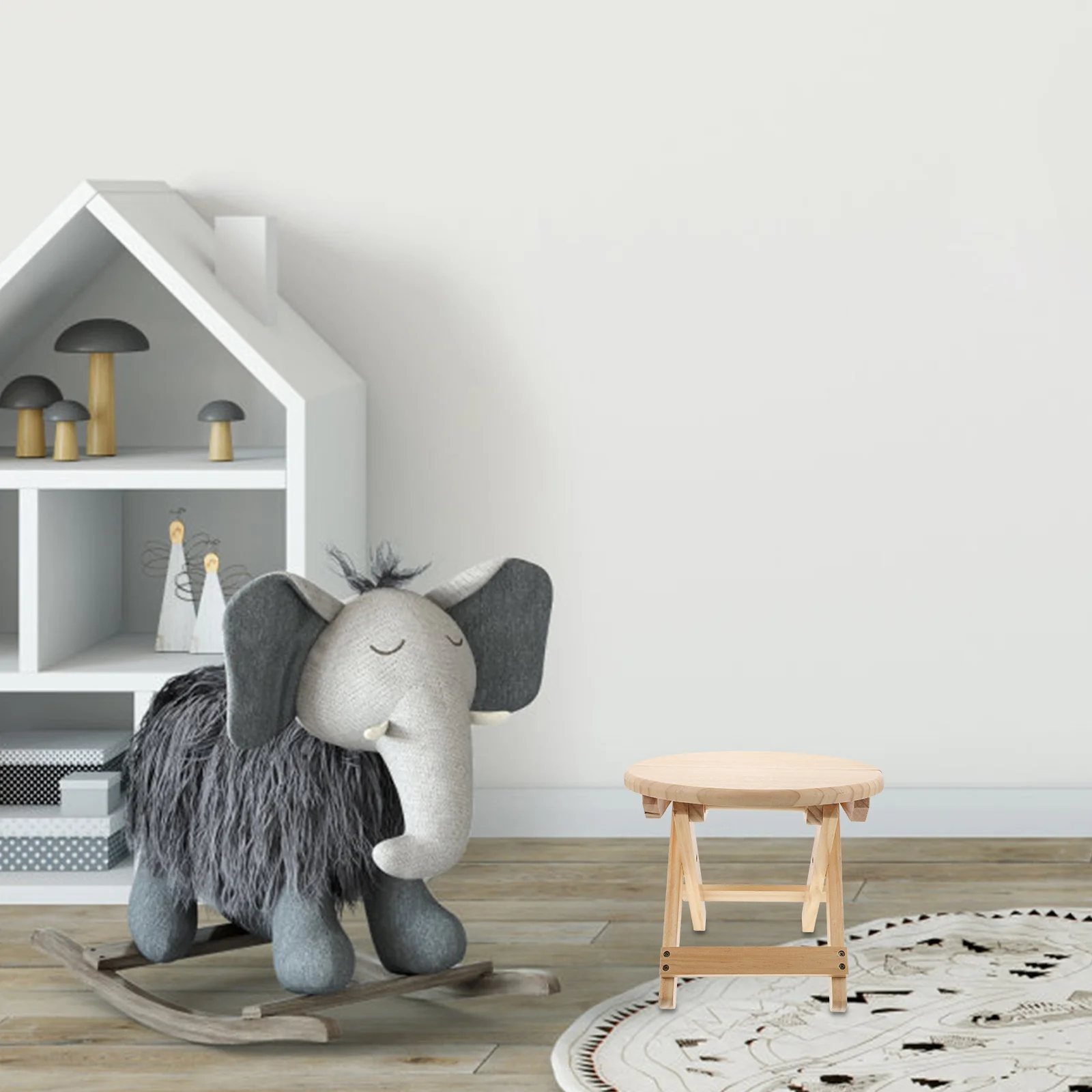 1 قطعة طوي خشب متين مقعد منخفض عدم الانزلاق مسند القدمين المستديرة المنزلية العملي كرسي خشبي مريح عدم الانزلاق