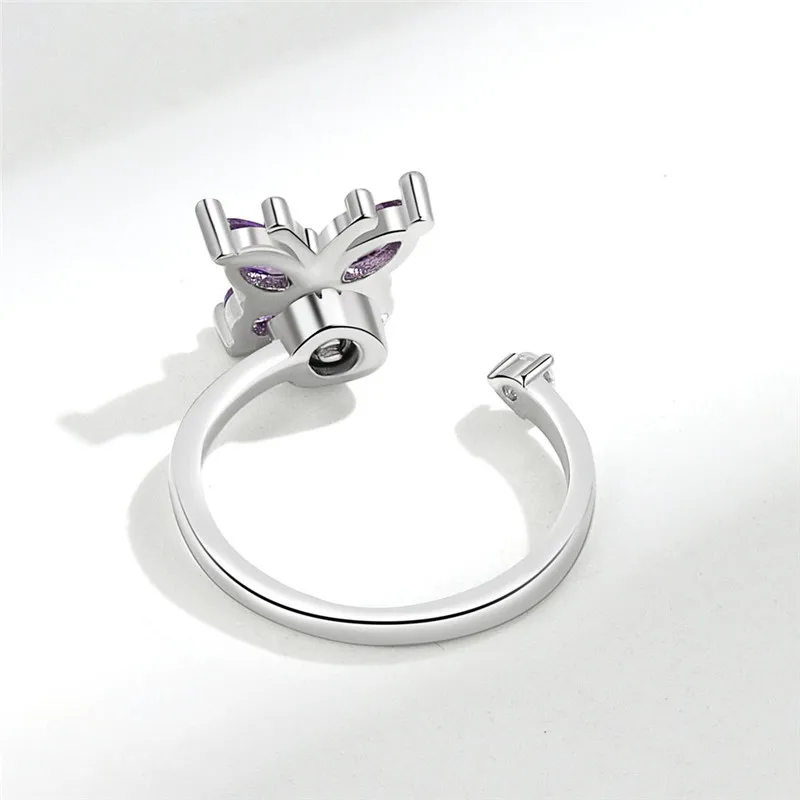 Luxuriöser Schmetterlings-Sonnenblumen-Fidget-Spinner-Ring gegen Angstzustände für Frauen, Kristallblumen-Angst-Fingerringe, Anti-Stress-Hochzeitsschmuck – Detail 11