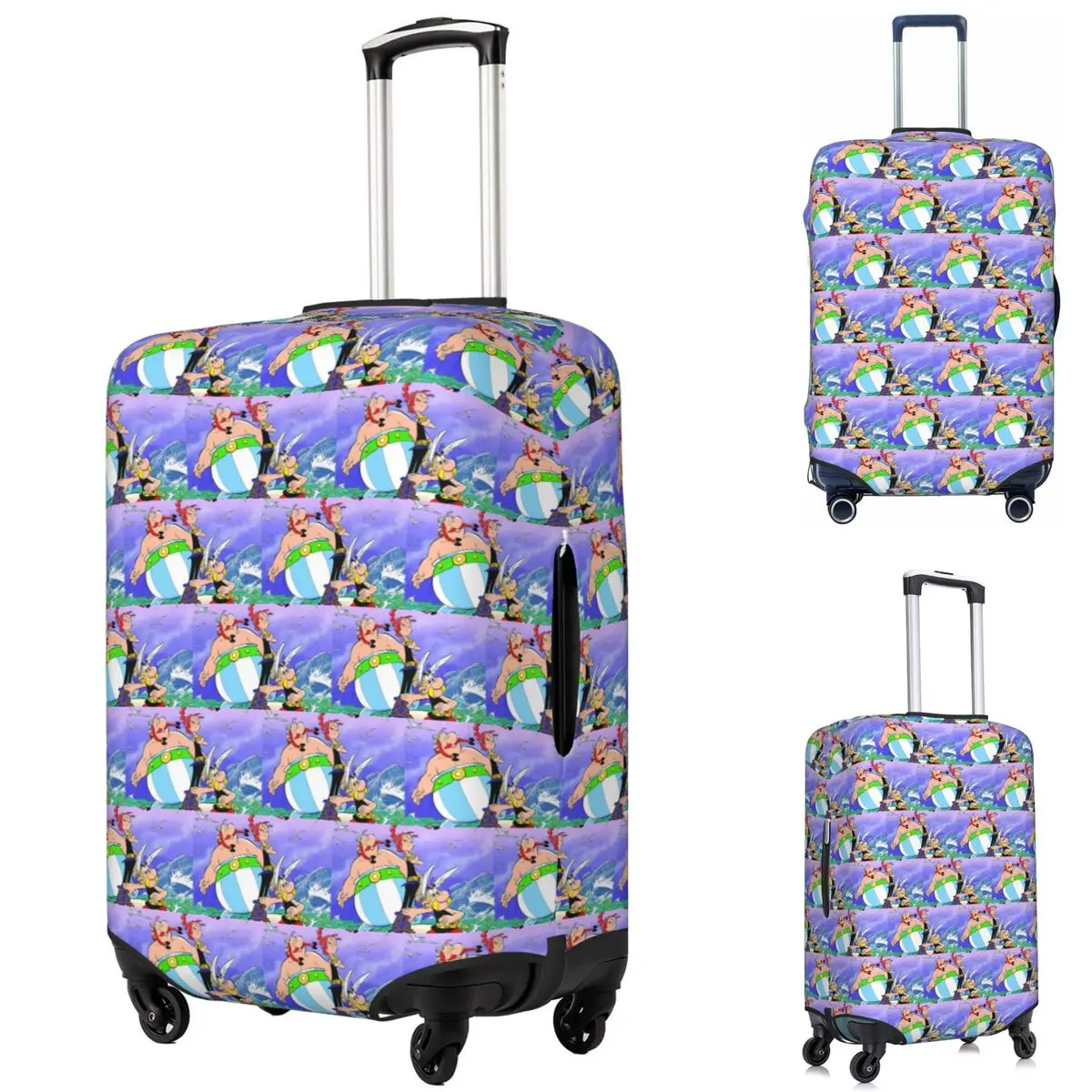 

Asterix And Obelix Dogmatix Suitcase Cover Protection Elastic Travel Luggage Protector Covers for 18-32 Inch