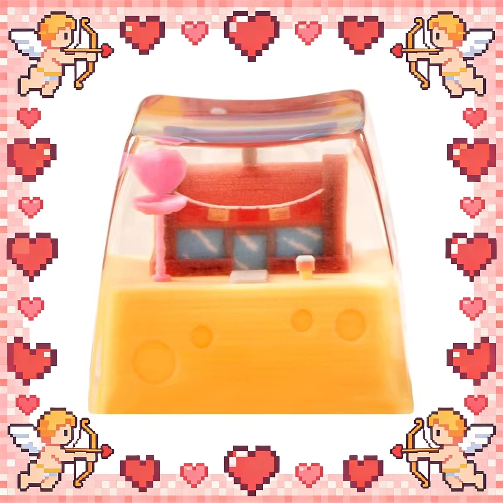 KEYMOJI Pineapple House Fort Beach Theme PC Resin Keycaps Transparent Personality Keyboard Keycaps For PC Accessories Gifts