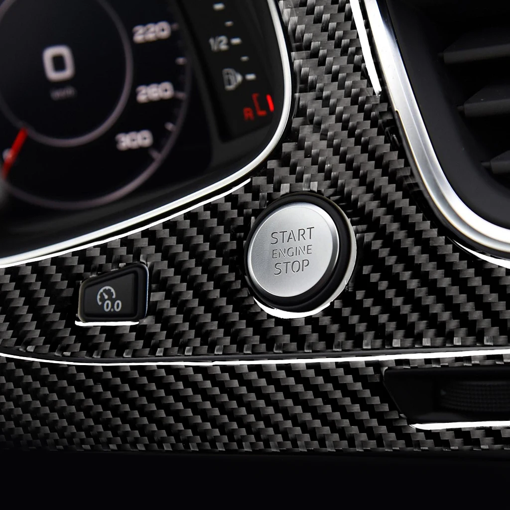 For Audi Q7 SQ7 4M 2016-19 Real Carbon Fiber One-touch Start Button Panel Decorative Cover Suit Car Interior Decoration Sticker