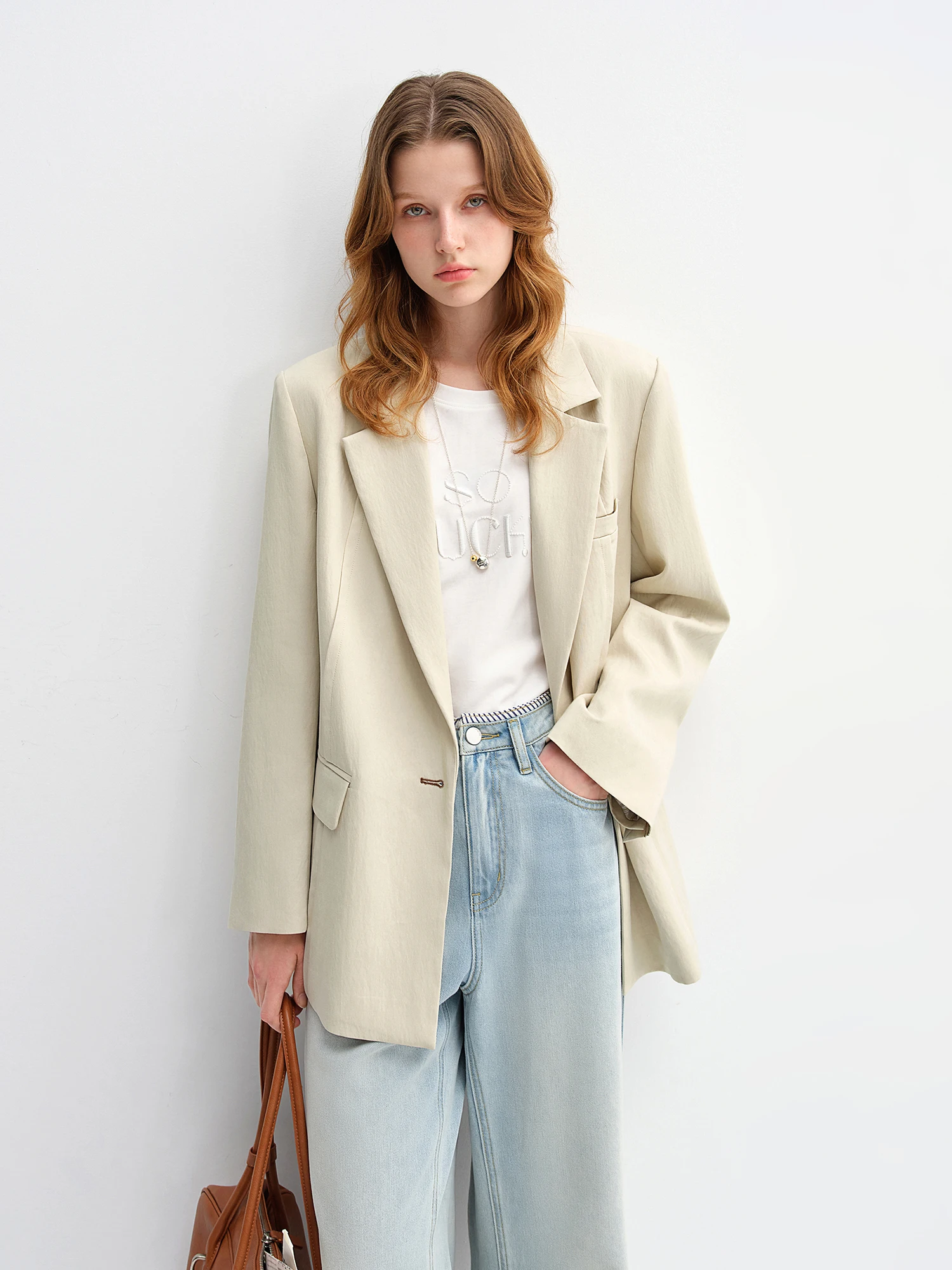 DUSHU 여성의 가볍고 간단한 통근 원 버튼 실루엣 정장 2025 가을 새로운 캐주얼 단순 짧은 재킷 25DS83087