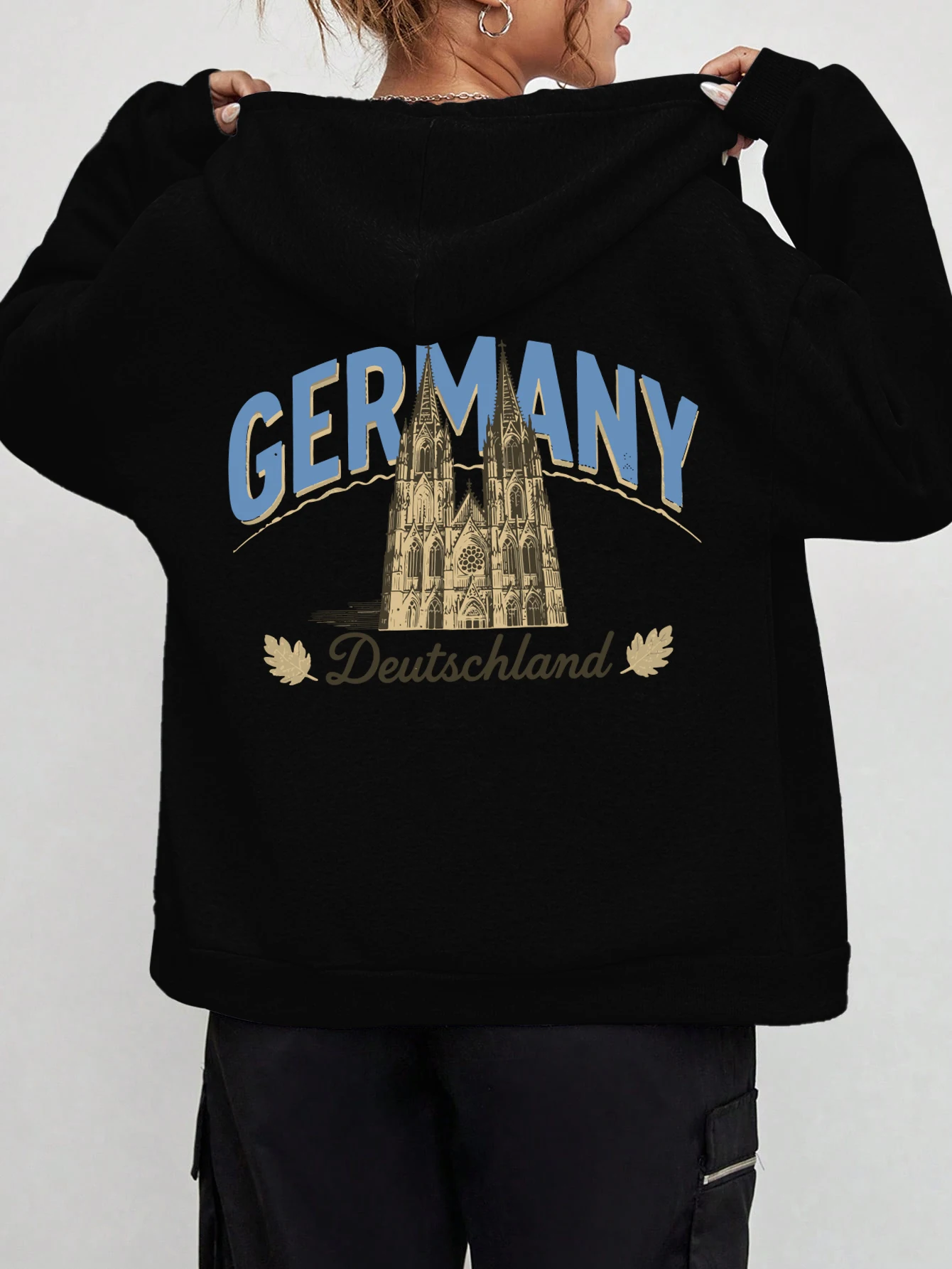 

Древние замки в Германии, толстовка на молнии с принтом, женская осенняя спортивная одежда с карманами, винтажная толстовка большого размера, флисовая повседневная мягкая одежда