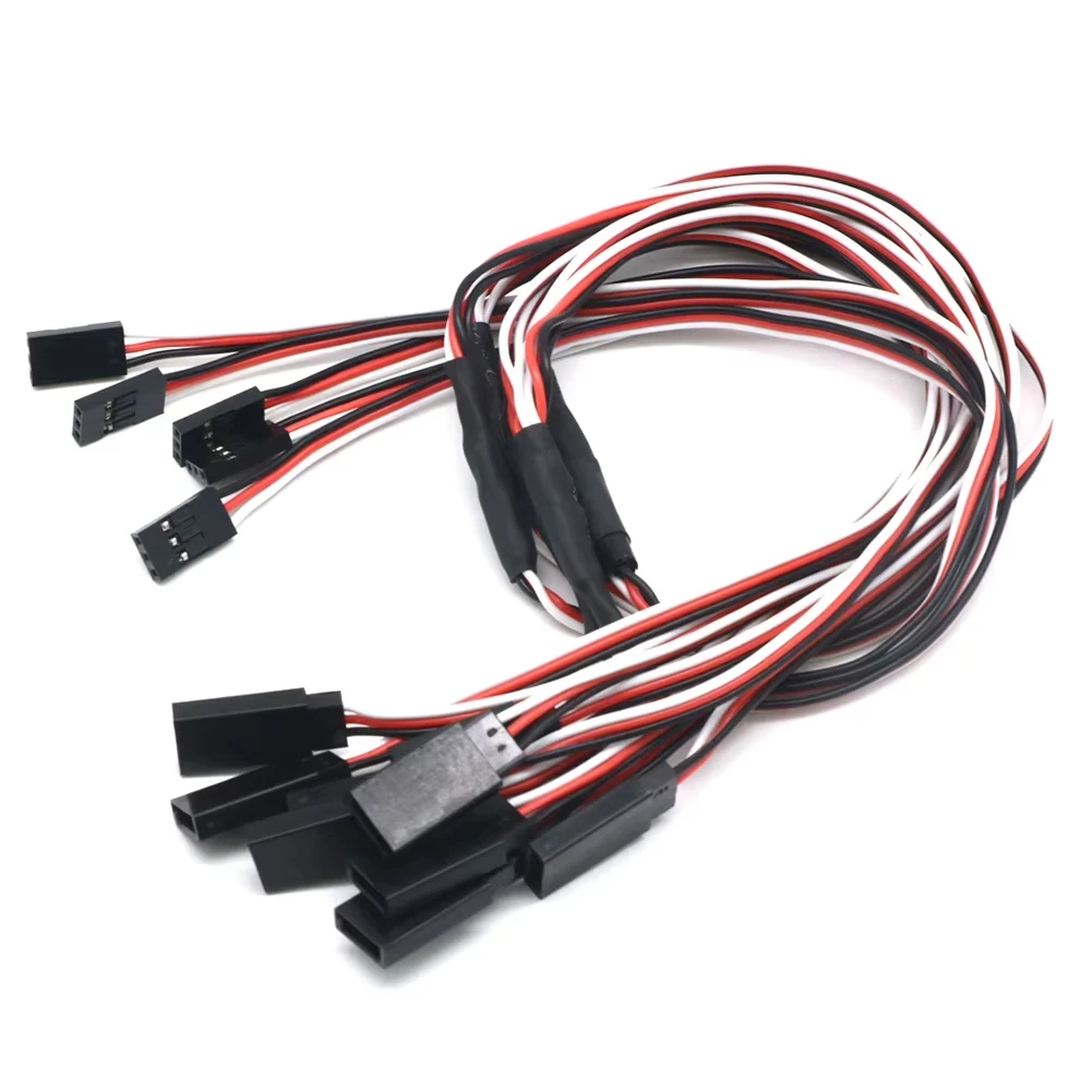 5 buah/Lot 100/150/200/300/500mm kabel ekstensi Servo Y RC koneksi penerima untuk helikopter pesawat Futaba RC Servo JR