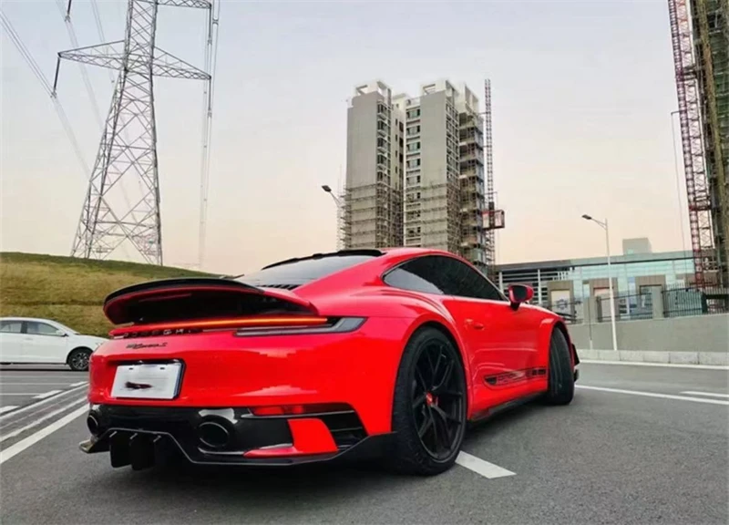 For Porsche Panamera 911 992 ReaI Carbon Fiber Bumper Rear Lip Spoiler Kit