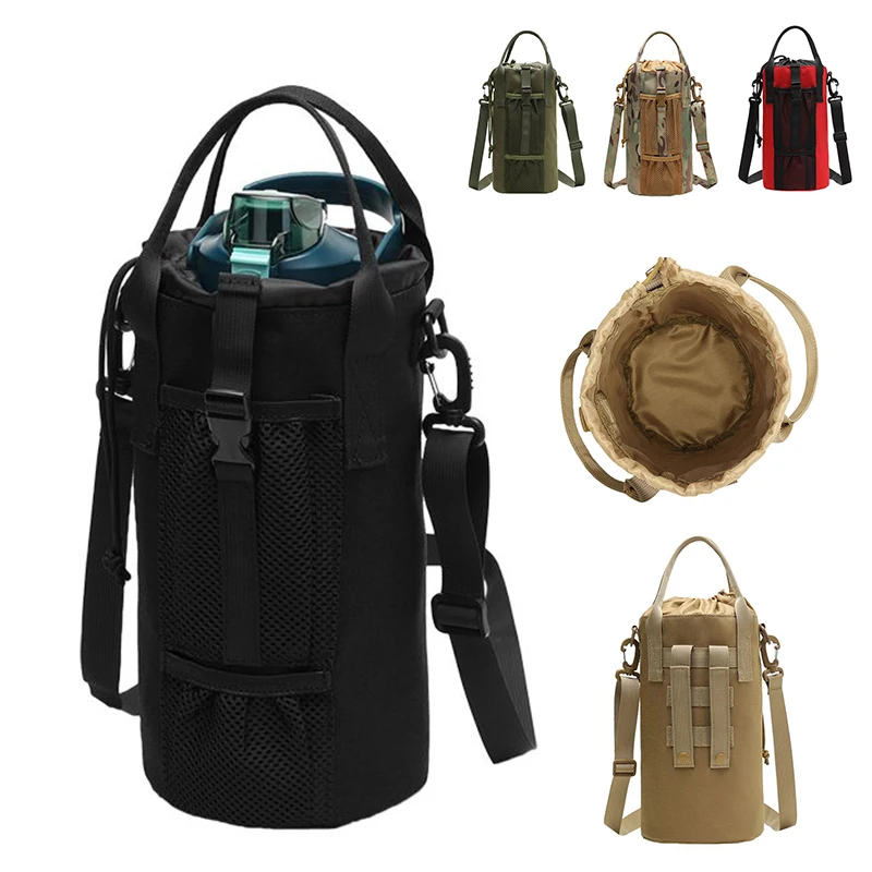 

Tactical Nylon Water Bottle Cover Bag Molle Carrier Bag Extra Accessory Pouch and Detachable Shoulder Strap Phone Storage Pouch