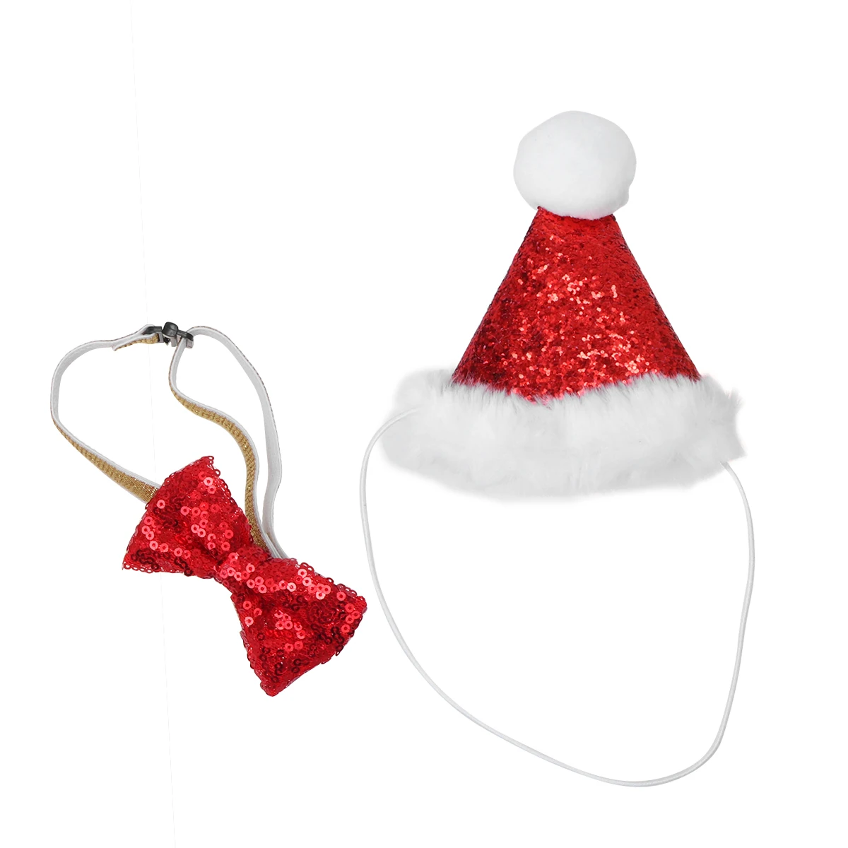 

2Pcs Pet Christmas Hat Adjustable Bowknot Collar Soft Dog Party Costume Fancy Dress Accessories Pet Supplies Dog Coats Christmas