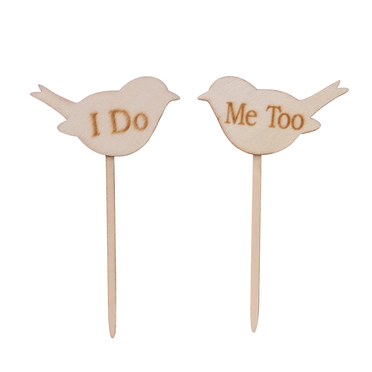 

2Pcs Wood Topper Unique I Too Anniversary Cake Topper Style Wedding Anniversary Birthday Decorations Love Bird Sign