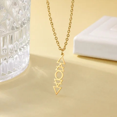 Skyrim 4 Alchemical Symbols Pendant Necklace for Women Girls Stainless Steel Gold Color Chain Earth Air Water Fire Jewelry Gift