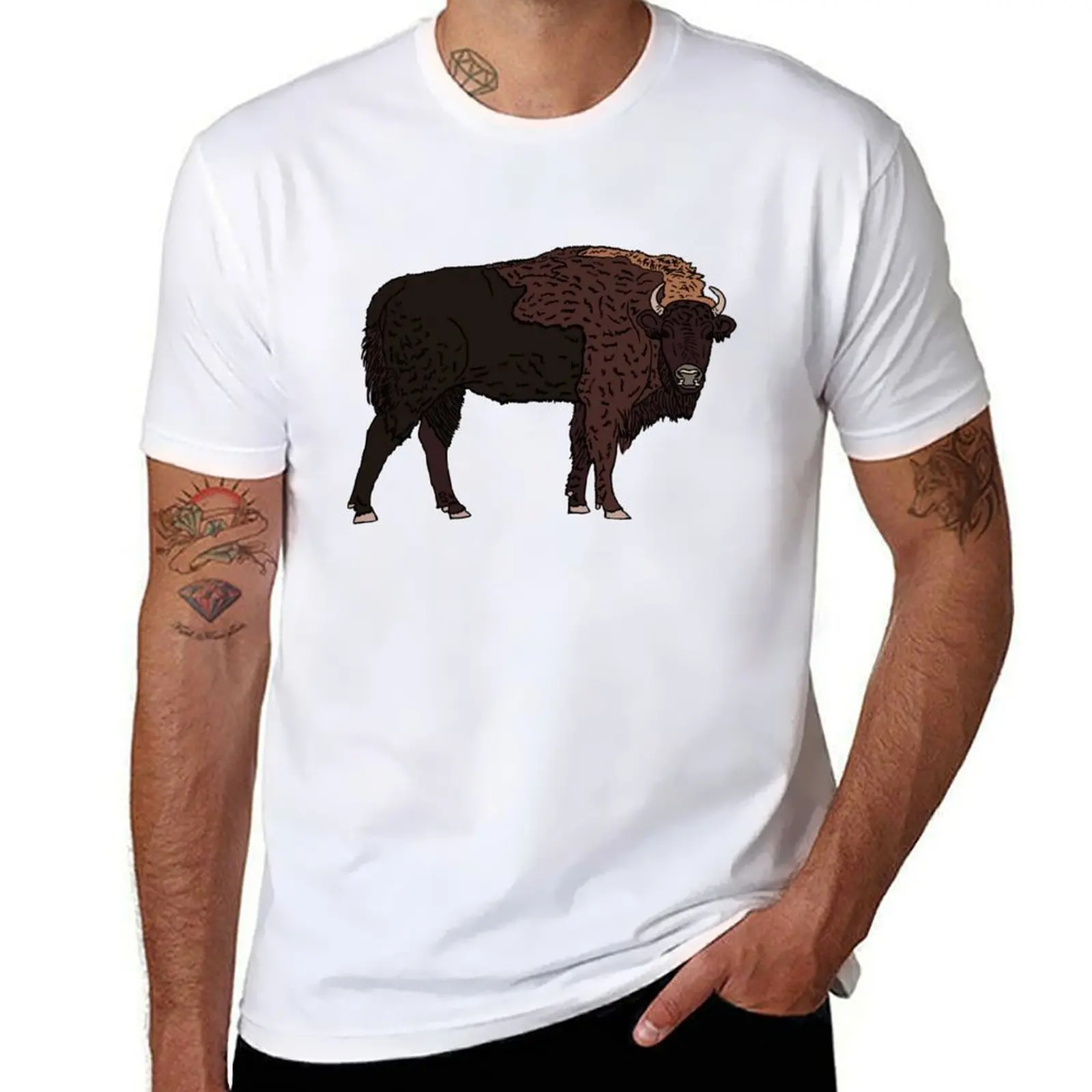 

European Bison T-Shirt man t shirts cotton man t shirts for men casual T-Shirt