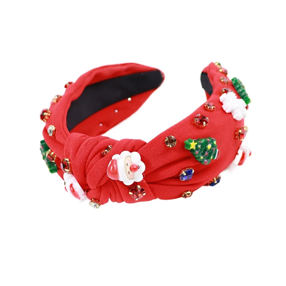 Diadema de Navidad con diamantes de imitación, copo de nieve, muñeco de nieve elegante, aro de pelo creativo, lazo de árbol, muñeca de Papá Noel, sombreros de Festival