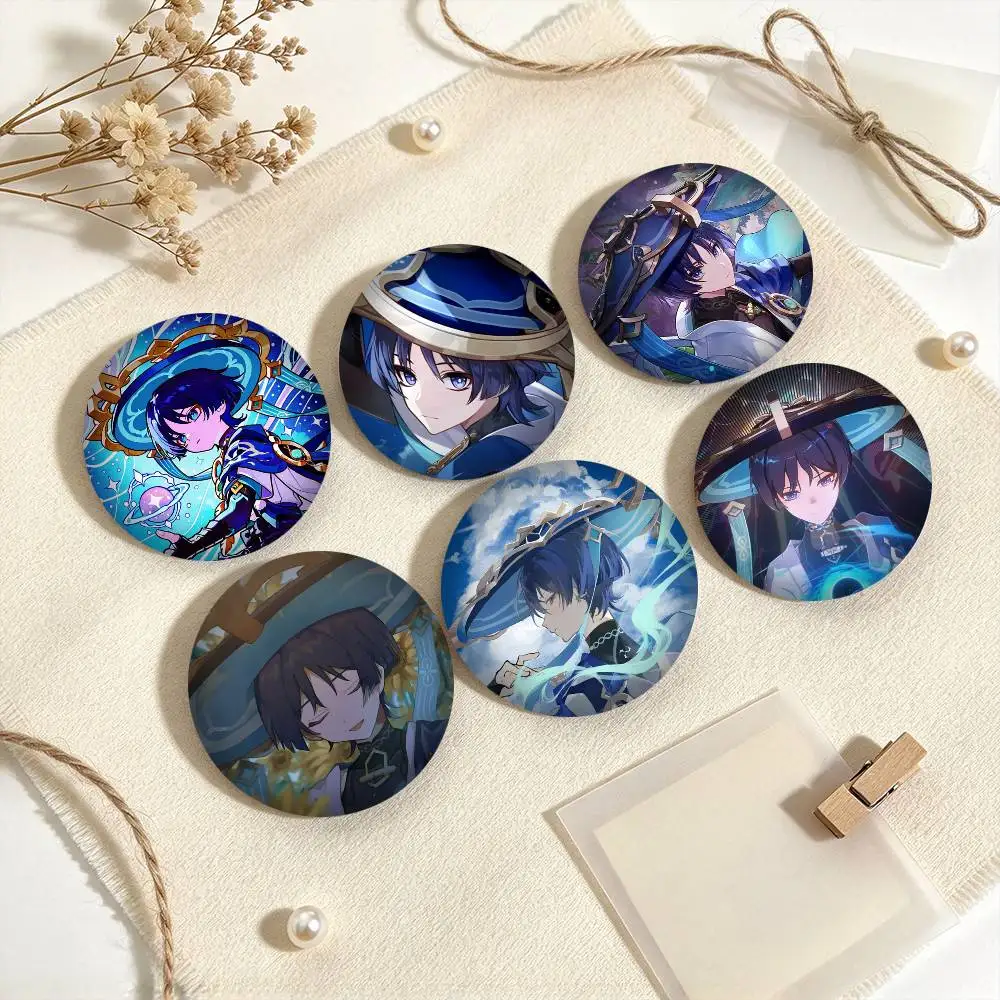 W-Wanderer Genshin Impact Game  25mm 32mm 44mm 58mm 75mm Brooches Badges Pins for Accessories Gift