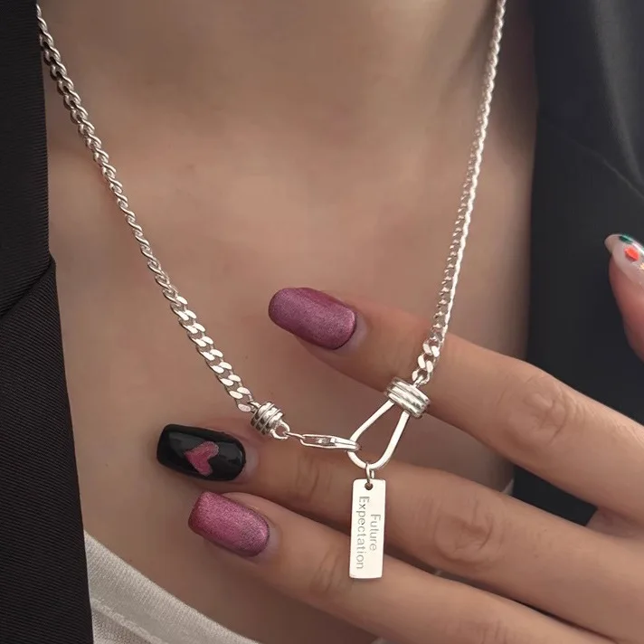 Women's 925 Sterling Silver Bead Geometry Necklace, Korean Design