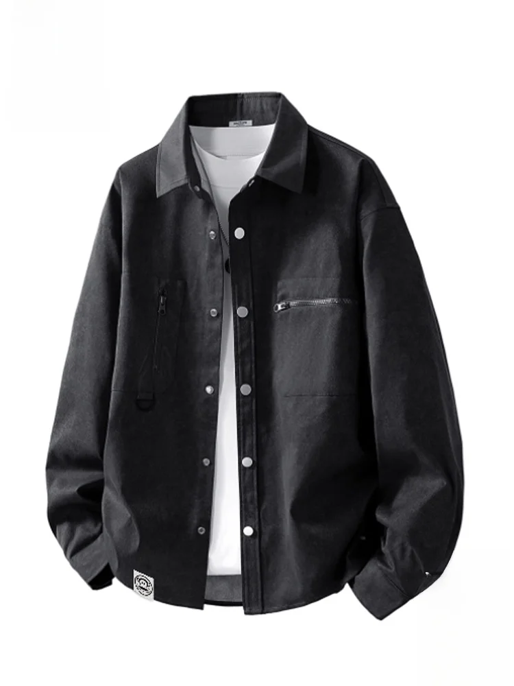 

PaulFrank Casual Loose Workwear Jaet Men's Autumn Trendy Bla Open Cardigan Outerwear Polyester Fiber Long Sve Youth Po...