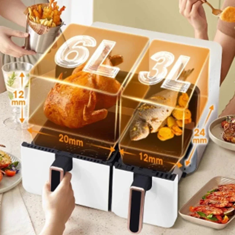 家電エアフライヤー二重倉庫大容量新しいホーム多機能自動オーブン統合電気フライヤー 9L
