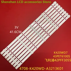 100% New LED strips for 43 TV 43PHT4001/60 43PFT4001/60 K430WD9 4708-K420WD-A3213K01 K420WD7 A3 2014-8-27 416MM 3V 5LED