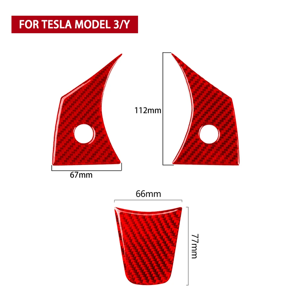 For Tesla Model 3 Y 2017-2023 Car Steering Wheel Panel Cover Trim Stickers Frame ABS Carbon Fiber Modification Accessories