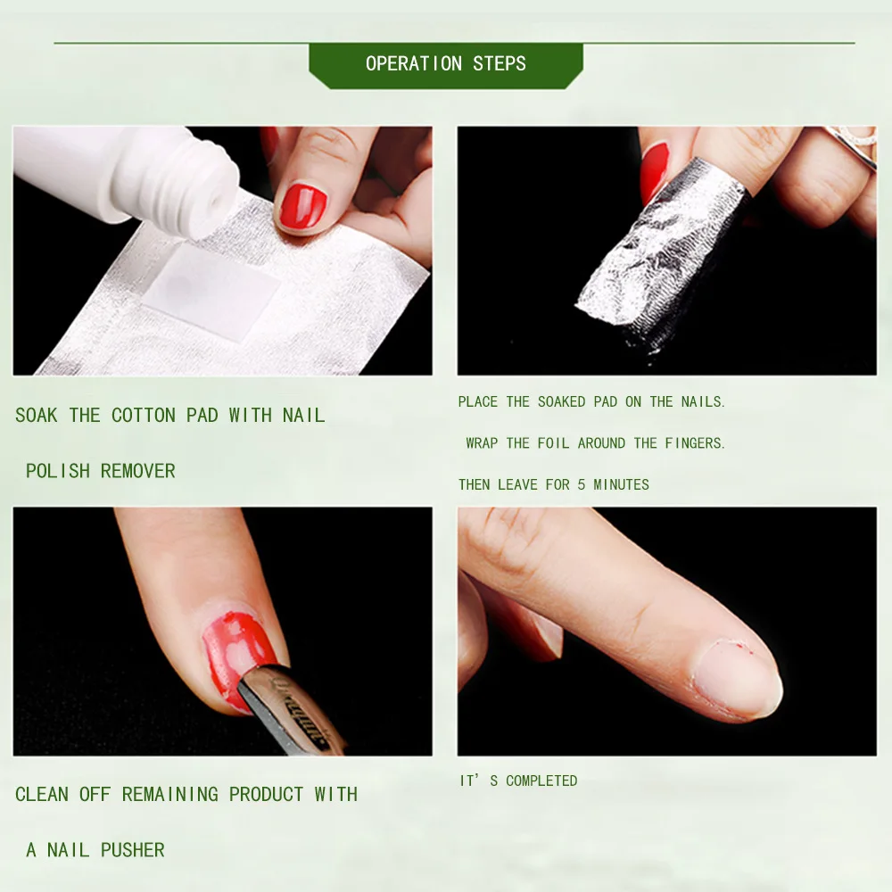 100 قطعة لفائف إزالة طلاء الأظافر بالجيل الألمنيوم مع الأسيتون مستلزمات فن الأظافر أدوات تنظيف إزالة النقع لأدوات صالون