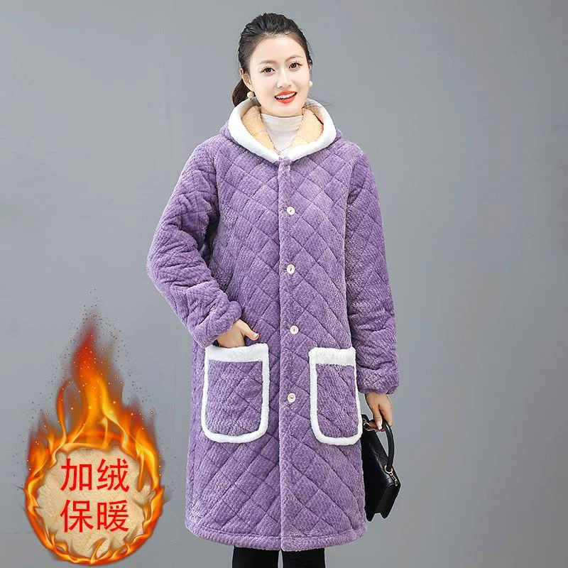 New Long Sleeved Outerwear With Velvet Thickened Winter Pajamas For Women Cotton Jacket For Work Clothes For Female Warm Jacket