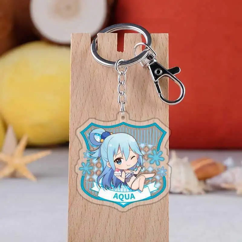 5.5CM Cartoon Aqua Megumin Double Sided Cool Key Chains Satou Kazuma High Quality Fashion Jewelry Adorable Luxury Accessories