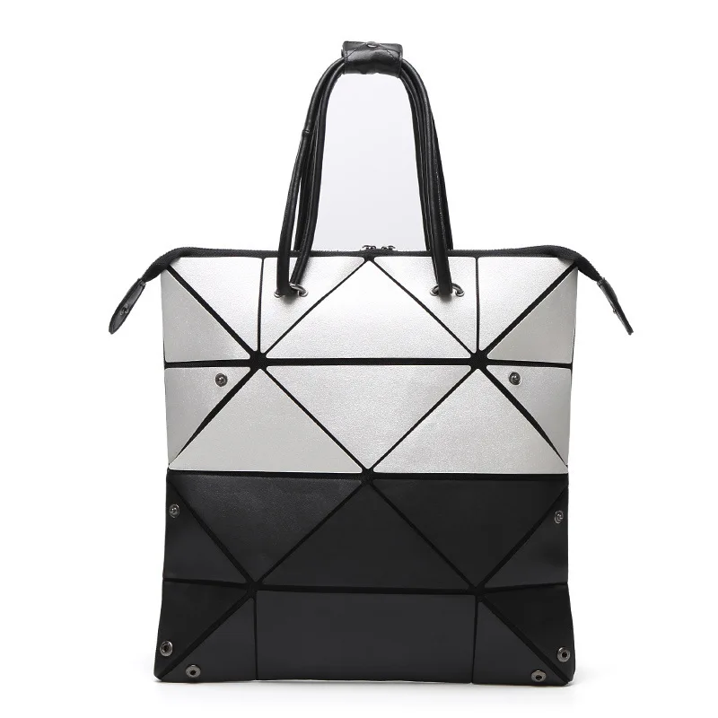 Leisure and environmentally friendly handbag, versatile folding shoulder bag, patent leather geometric diamond bag