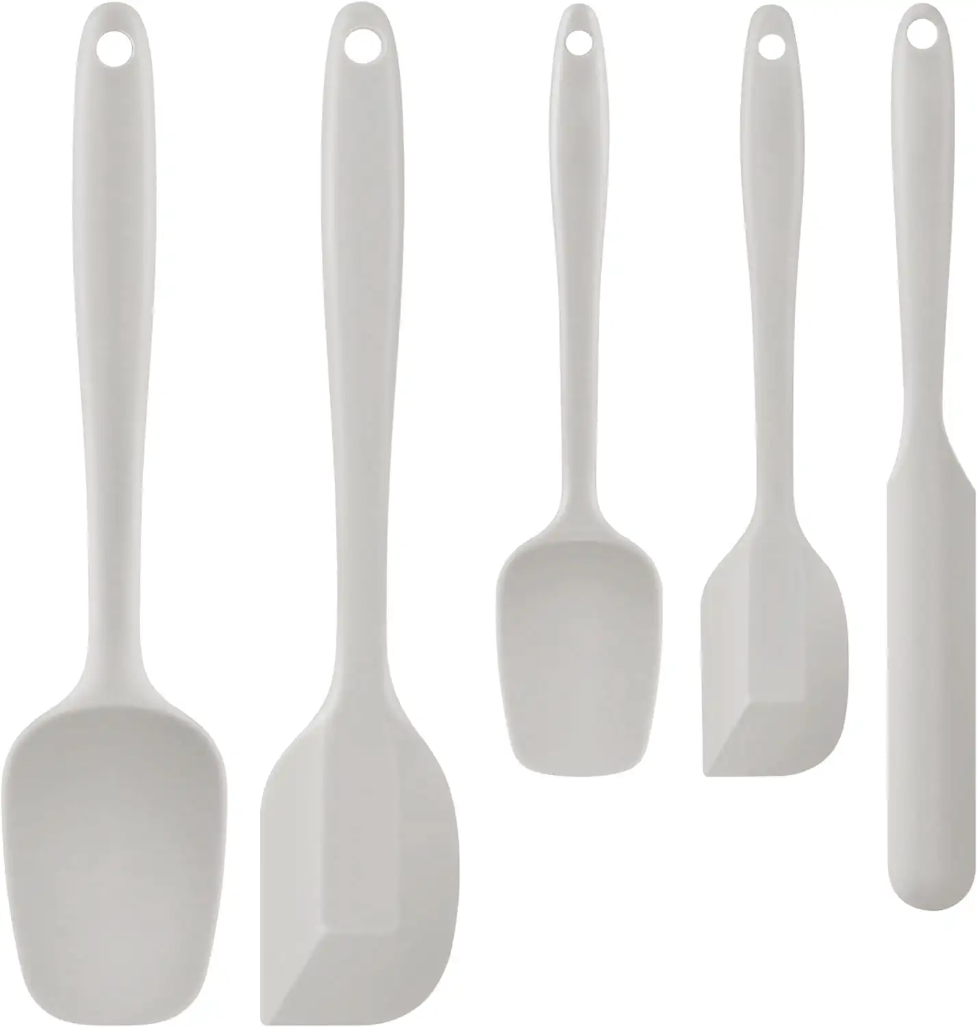 Food Grade Silicone Rubber Spatula Set, 5 Pcs BPA-Free Kitchen Cooking Baking Mixing Utensil Sets, High Heat Resistant Non Stick Dishwasher- Khaki
