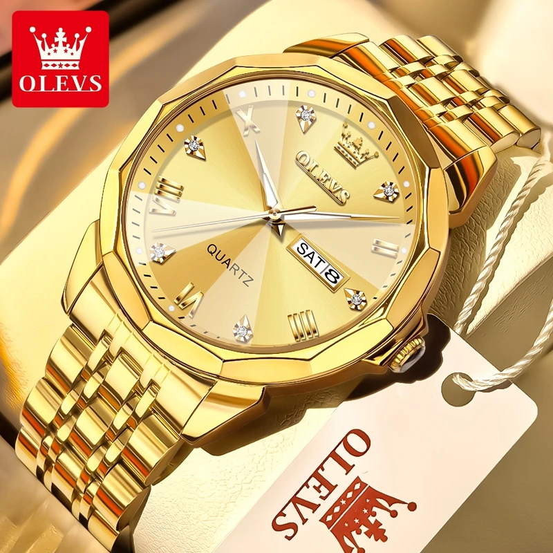 

OLEVS 9931 оригинальные мужские часы с календарем и бриллиантами, роскошные часы, повседневные водонепроницаемые светящиеся мужские часы