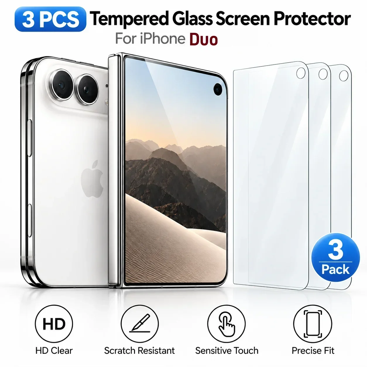 for iPhone Duo wide 3PCS Tempered Glass Protective Outer Screen Protector 9H HD Glass for iPhone DUO Mobile phone accessories