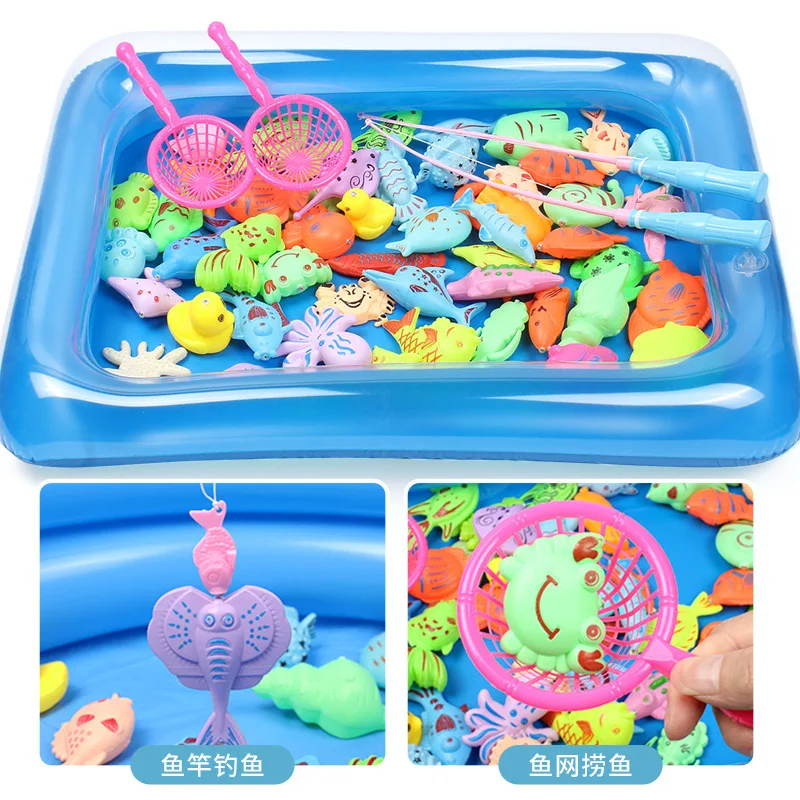 Fishing toys children boys and girls educational magnetic fishing toys set gifts puzzle fun game artificial fishing rod basket