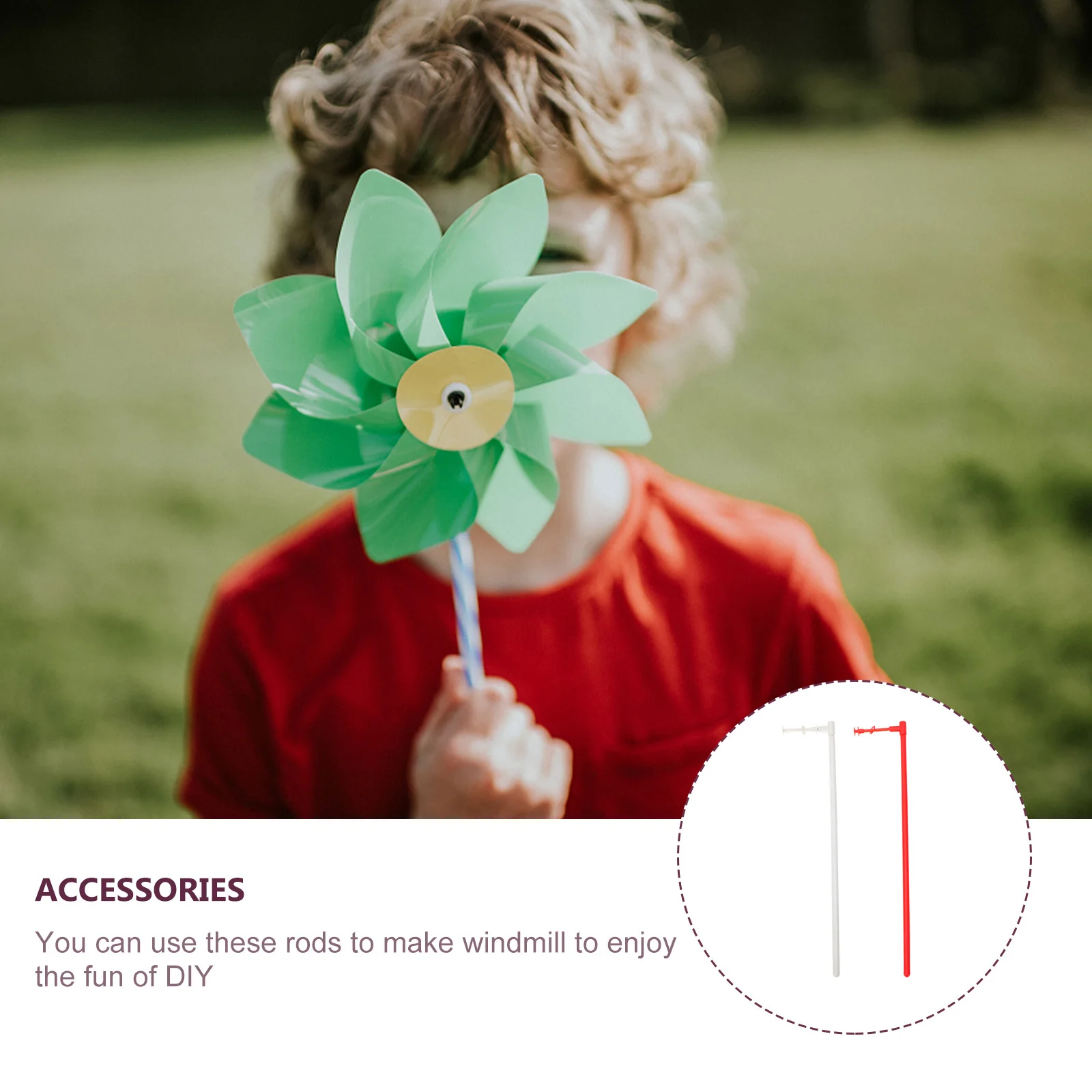 

20Sets Windmill Making Accessories Plastic Windmill Sticks Simple Design Easy to Use Portable DIY Pinwheel Building Supplies