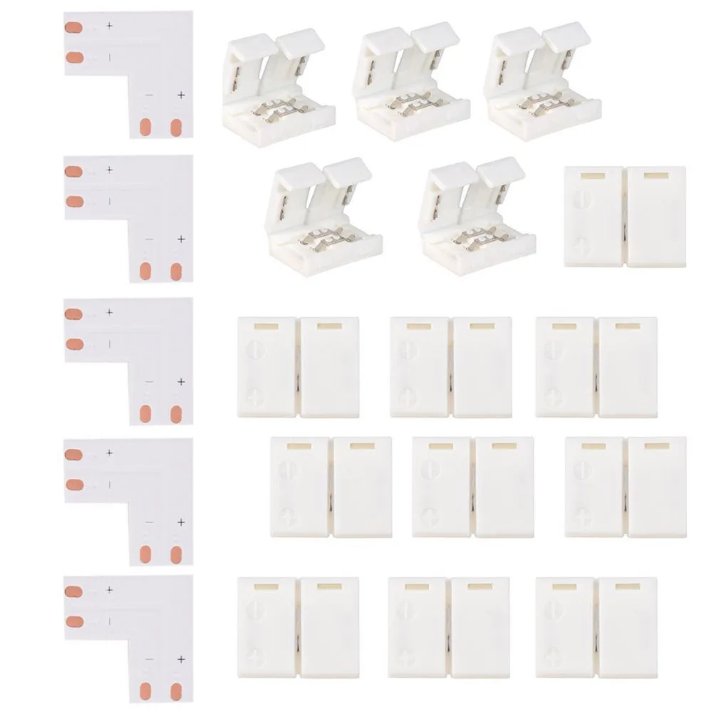 

5pcs L Connector for 3528 LED Strip Solderless Durable 8mm Single Color Led Strip Connector Box Lighting Accessories Adapter
