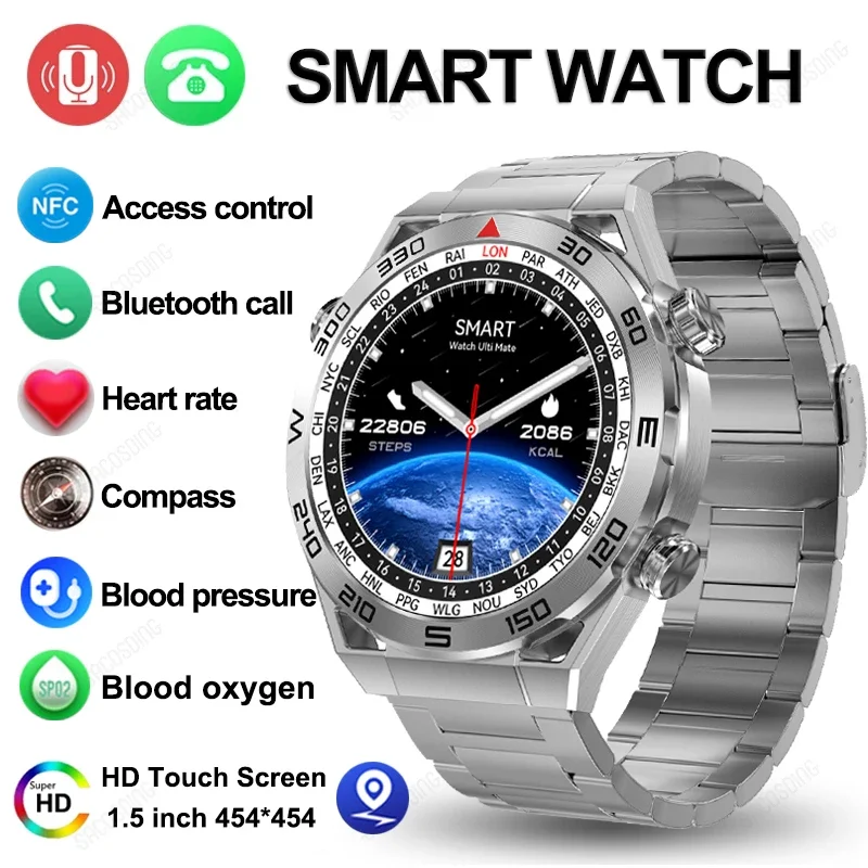 

2024 New NFC Smart Watch Men GPS Tracker AMOLED 454*454 HD Screen Heart Rate ECG+PPG Bluetooth Call Smartwatch For Huawei Xiaomi