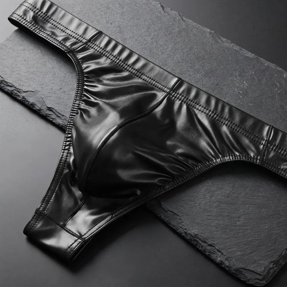 Solid Design Satin Silk Men's Thong Low-Waist Glossy T-back Briefs Underwear Underpants Youth Style