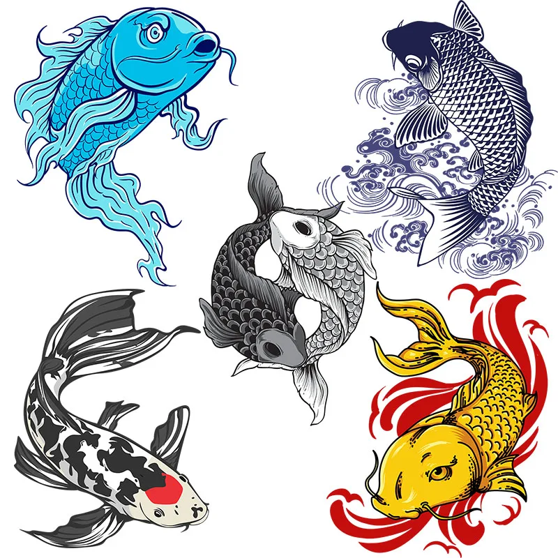 Three Ratels QCF48 Traditional painting style lucky carp sticker hall Wall Sticker Gate festive sticker home decoration