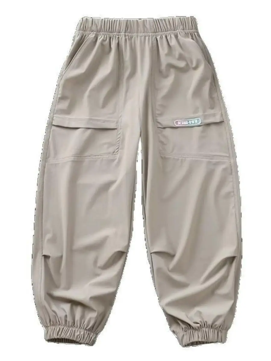 กางเกงกีฬาฤดูร้อนสำหรับเด็กผู้ชาย กันยุง ผ้าไหมน้ำแข็งบางเบา ระบายอากาศดี สไตล์ลำลอง แฟชั่นเสื้อผ้าเด็ก