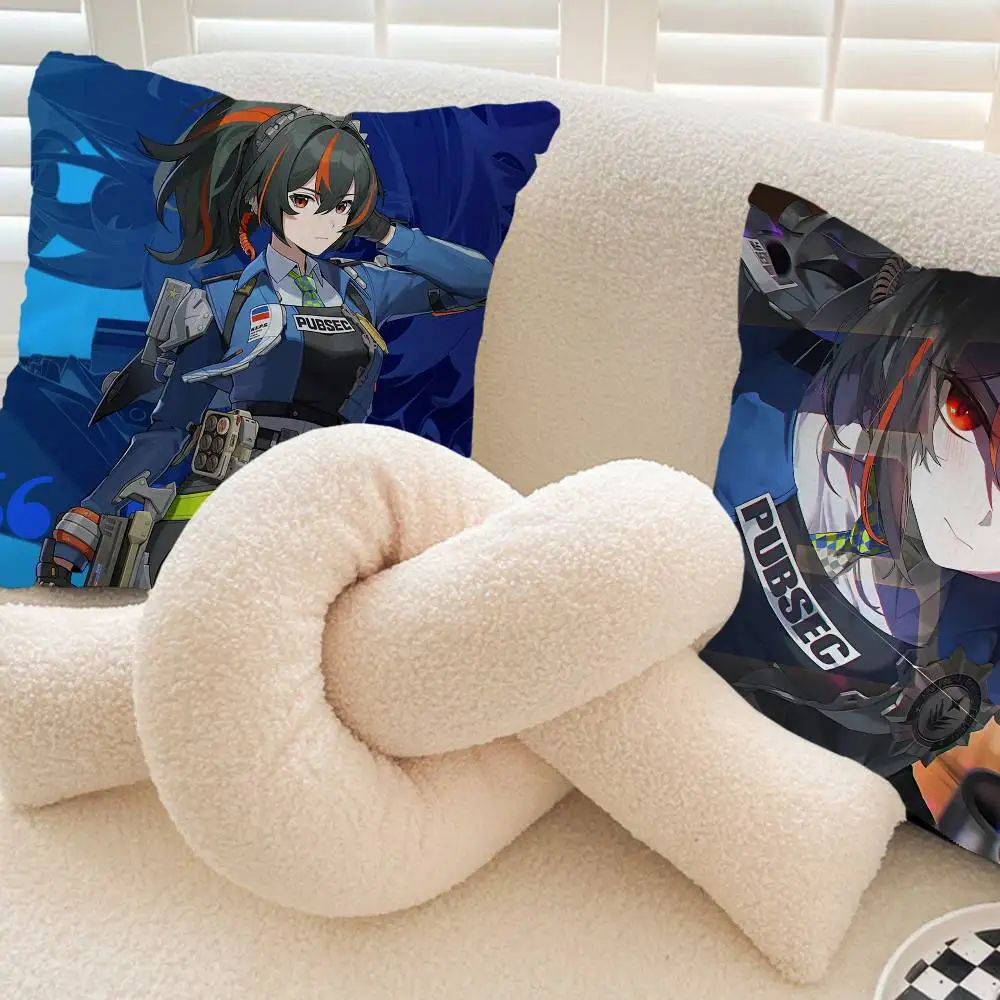 Z-Zenless Zone Zero Zhu Yuan Pillow Cover for Bedroom Room and Living Room Sofa Decorative Cushion Cover