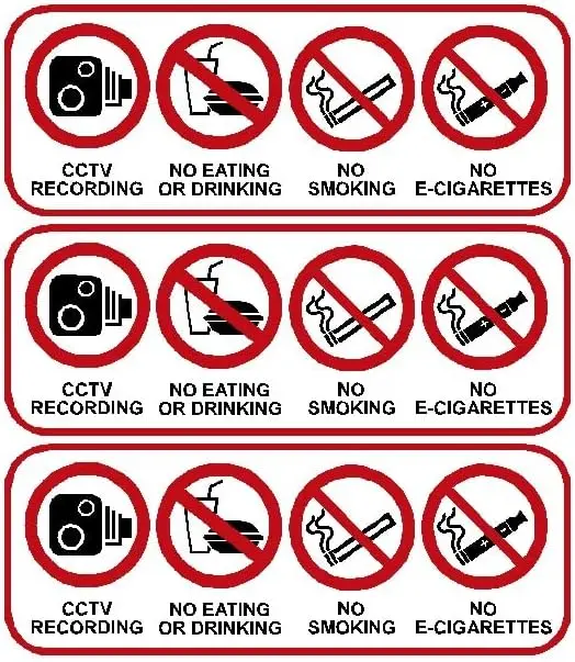 3pc 150 X 55 mm No Eating or Drinking, No Smoking, No Vaping Stickers Decals for Taxi Minibus Coach Hire Car Business